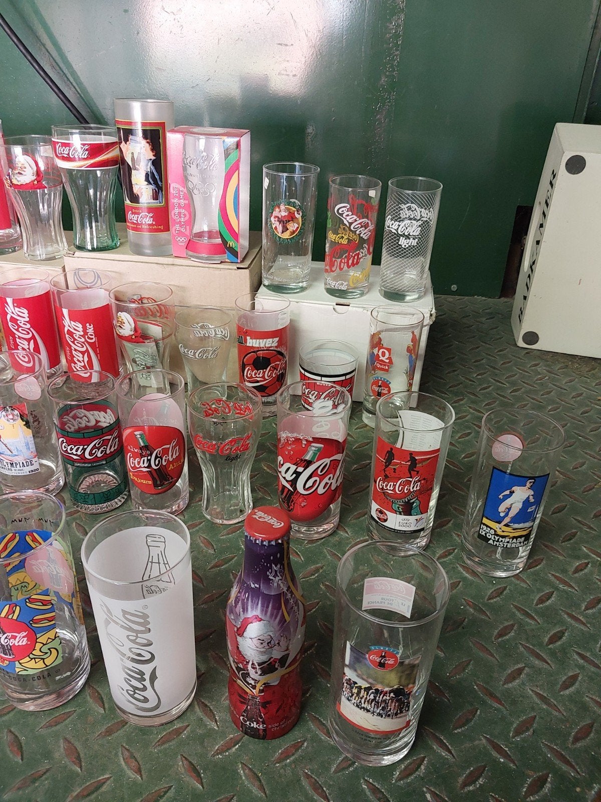 Grote collectie Coca-Cola glazen - Diverse uitvoeringen, Verzamelen, Ophalen, Gebruikt