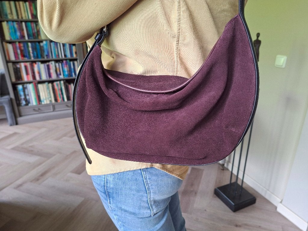 Massimo Duti donker paars suède tasje, Ophalen of Verzenden, Nieuw, Paars, Schoudertasje