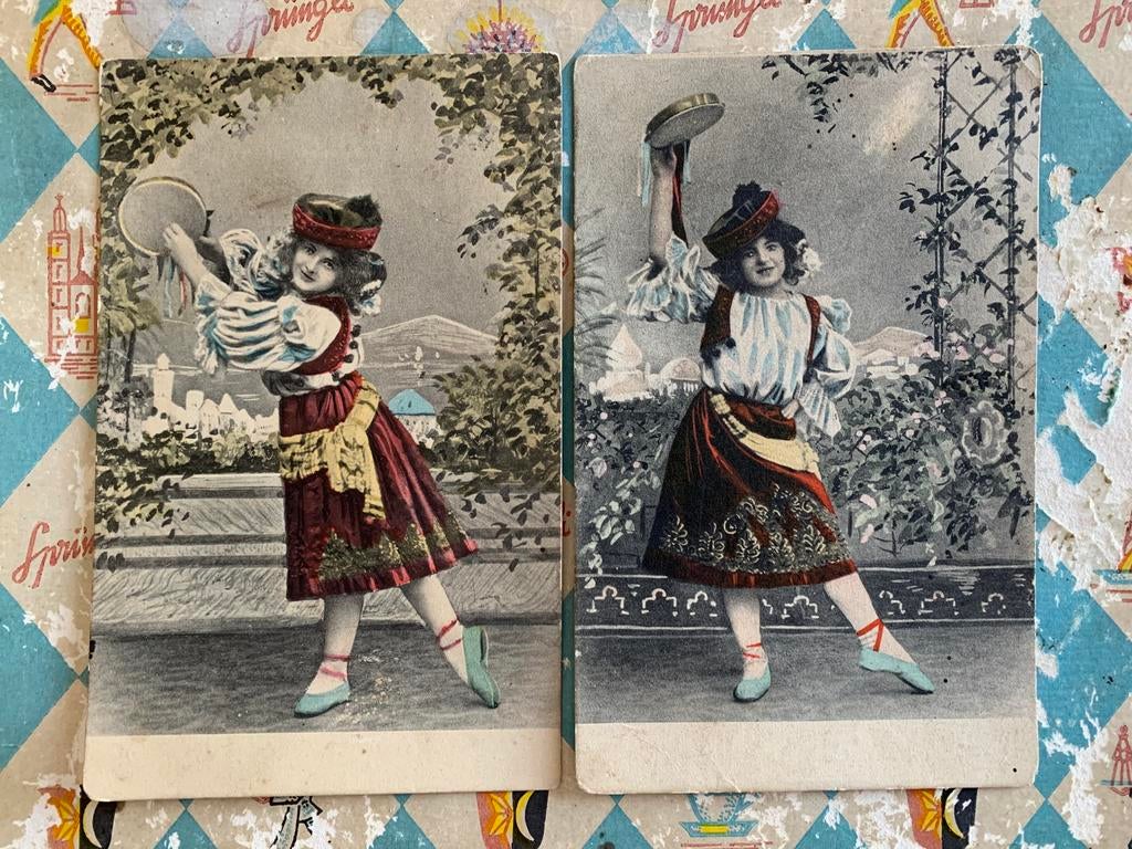 1908 Danseres met tamboerijn (FR), Ophalen of Verzenden, Voor 1920, Gelopen, Overige thema's