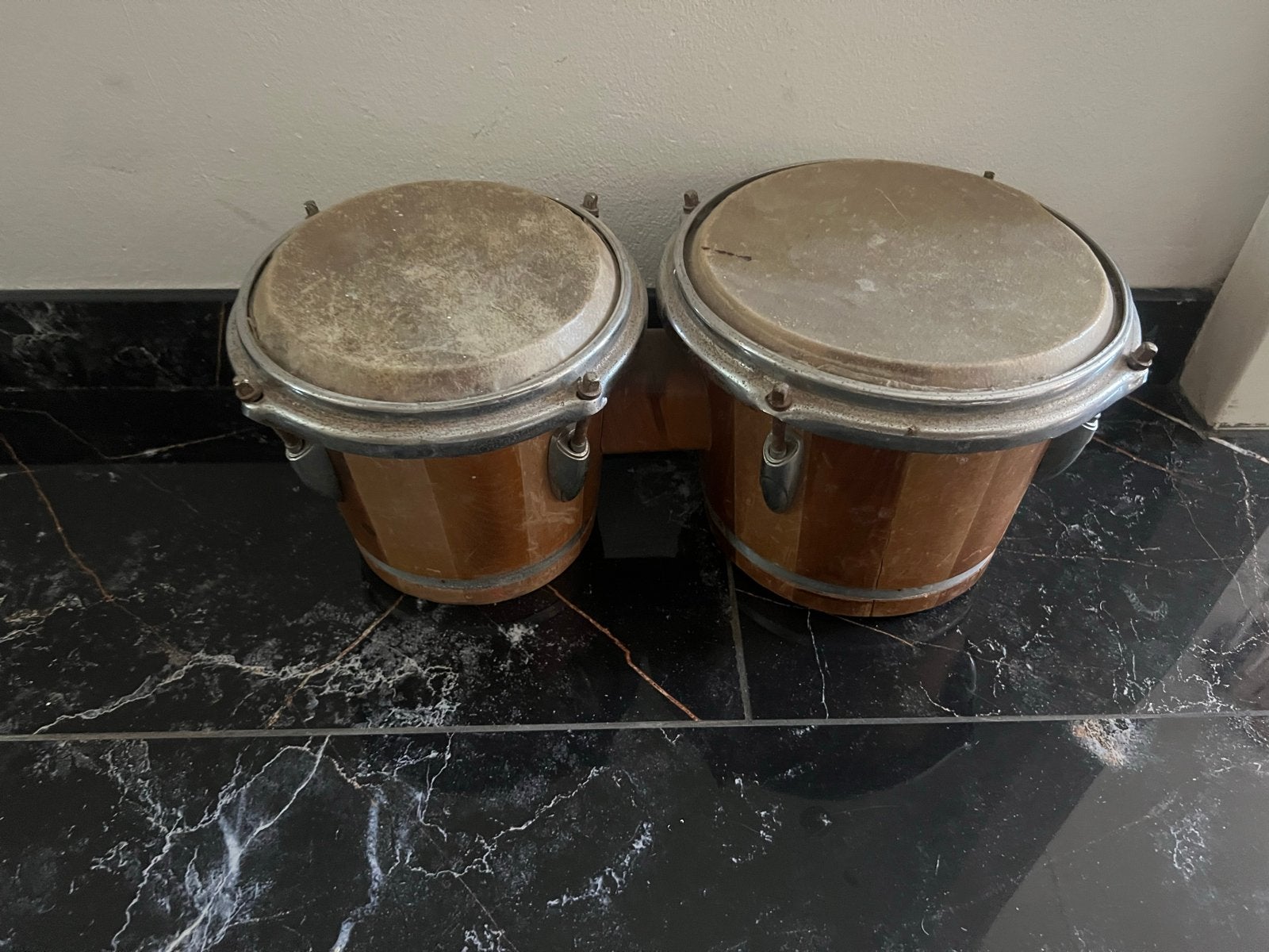 Vintage Bongo Drums - Houten Percussie Instrument, Ophalen, Gebruikt, Trommel