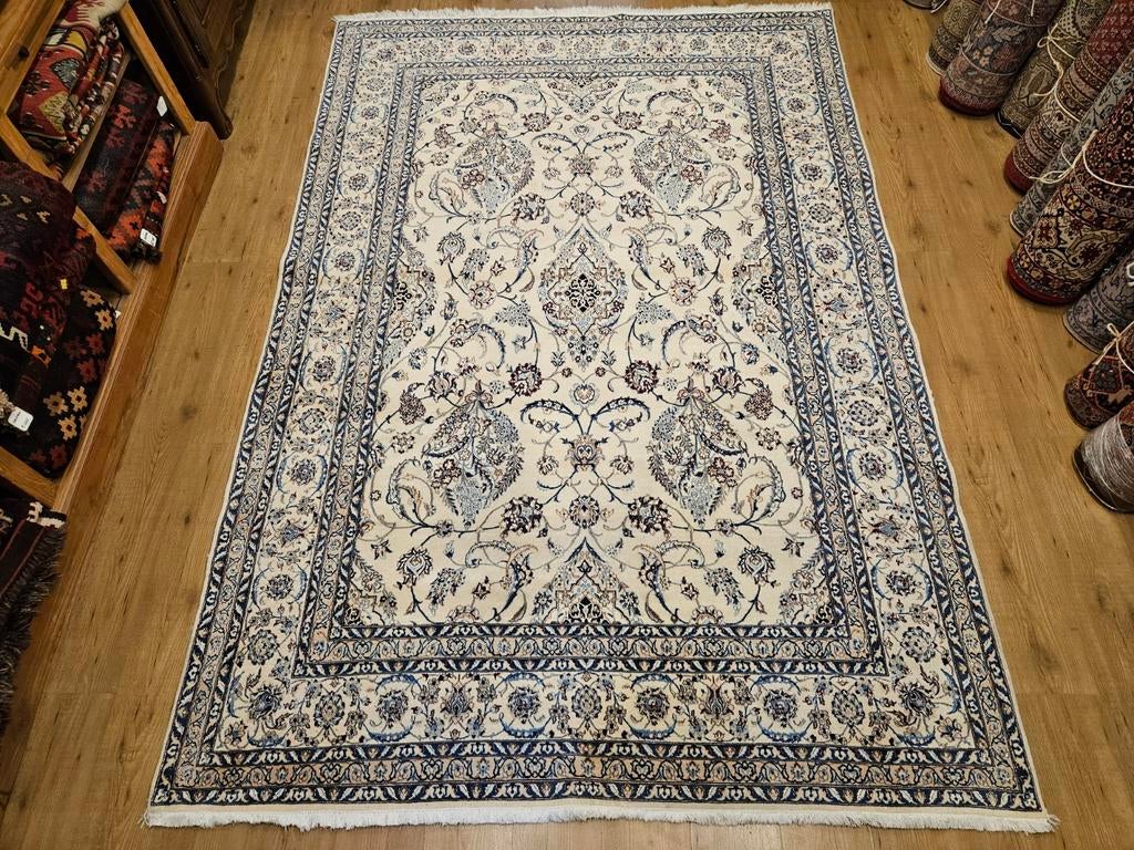 Vintage handgeknoopt perzisch nain 6la 303x198, Tweedehands, Perzisch, 150 tot 200 cm, 200 cm of meer