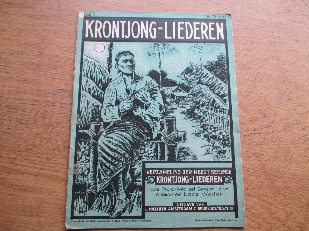 Krontjong-Liederen Band 2 - Piano-Solo met Zang, Piano, Gebruikt, Wereldmuziek, Ophalen of Verzenden