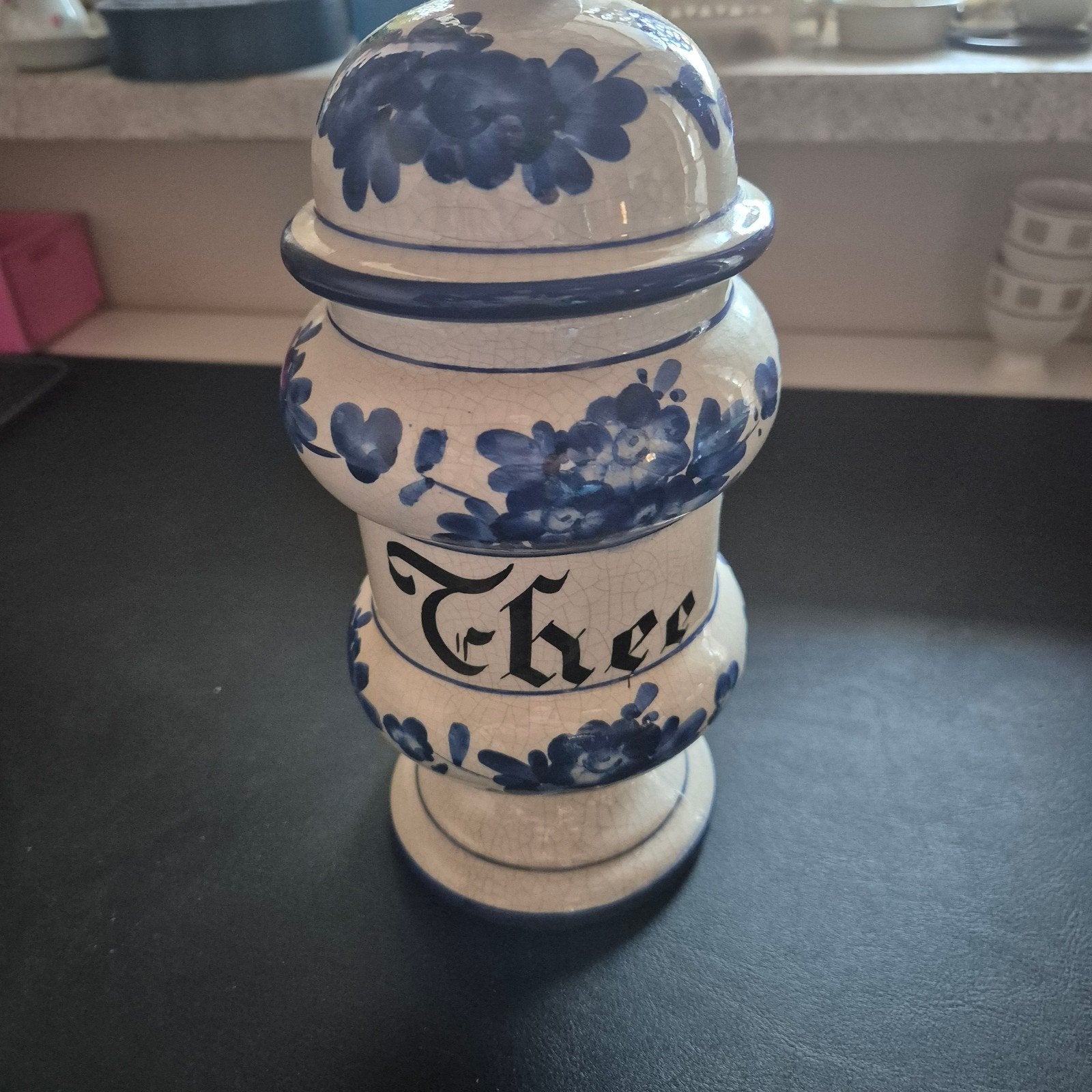 Antieke Delfts Blauwe Suiker- en Theebus, Antiek en Kunst, Ophalen of Verzenden
