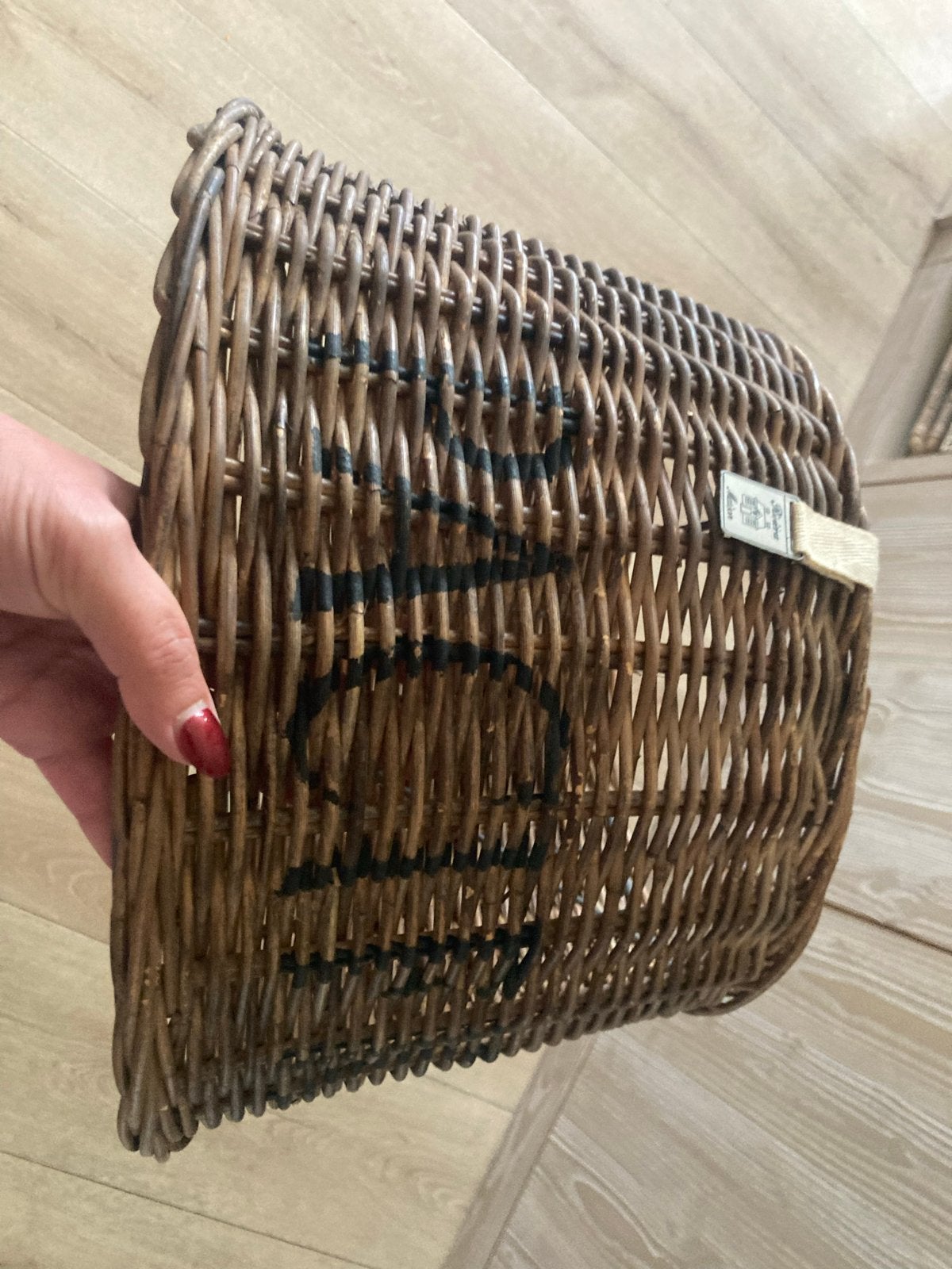 Riviera Maison Ratan lampenkap met tekst Pasific, Huis en Inrichting, Bruin, Rond, Ophalen of Verzenden, Zo goed als nieuw