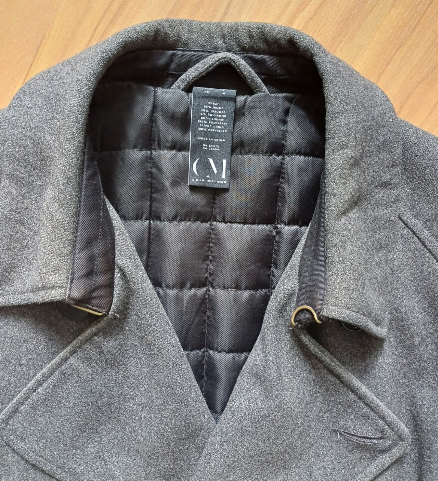 Cole Millard Grijze Wollen Peacoat Maat M/L, Kleding | Heren, Jassen | Winter, Maat 48/50 (M), Zo goed als nieuw, Grijs, Ophalen