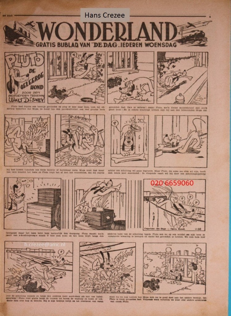gezocht stripblad Wonderland 1937 1938 1939 1940 1941 1942, Gelezen, Ophalen of Verzenden, Walt Disney, Eén stripboek