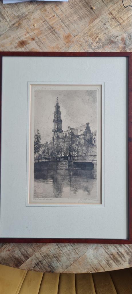 Johannes Josseaud - Westerkerk Amsterdam (1925) - Ets, Antiek en Kunst, Kunst | Etsen en Gravures, Ets, Stadsgezicht, 1900 - 1949