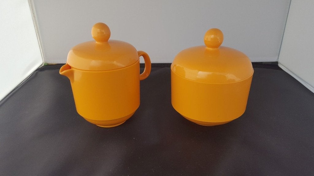 Emsa retro oranje roomstelletje, uitstekende conditie. K4, Tweedehands verkoop, Tweedehands verkoop, Gebruikt, Ophalen of Verzenden