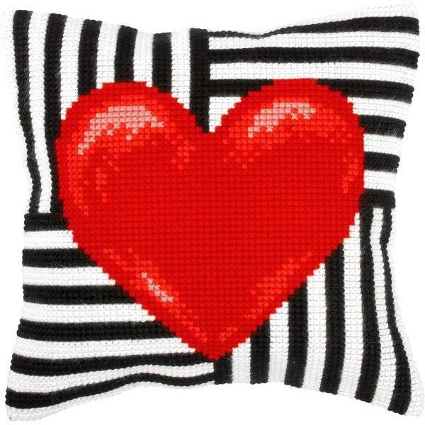 Borduurpakket Kussen hart met strepen 9314, ., Nieuw, Ophalen of Verzenden, .