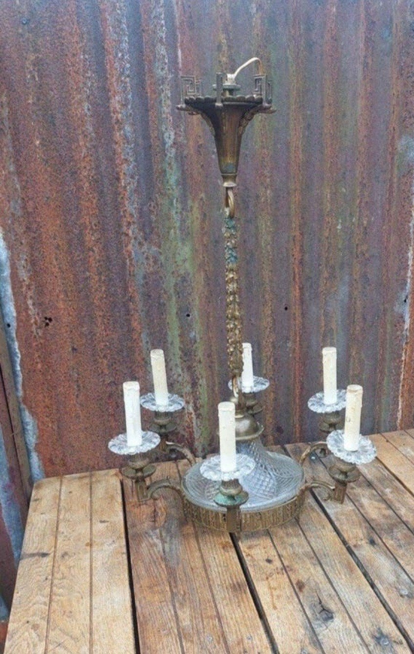 Franse kroonluchter . 7 lichtpunten., Verzenden, Koper of Brons