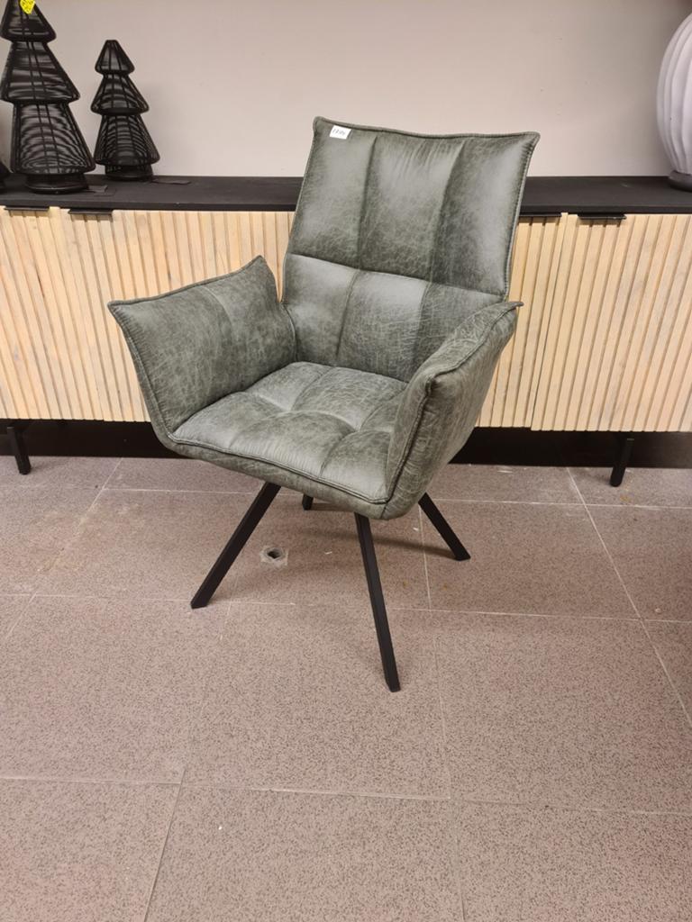 Nieuwe eetkamerstoel draaibaar leer microvezel groen €85p/st, Ophalen, Industrieel landelijk barok brocante koloniaal boheems vintage