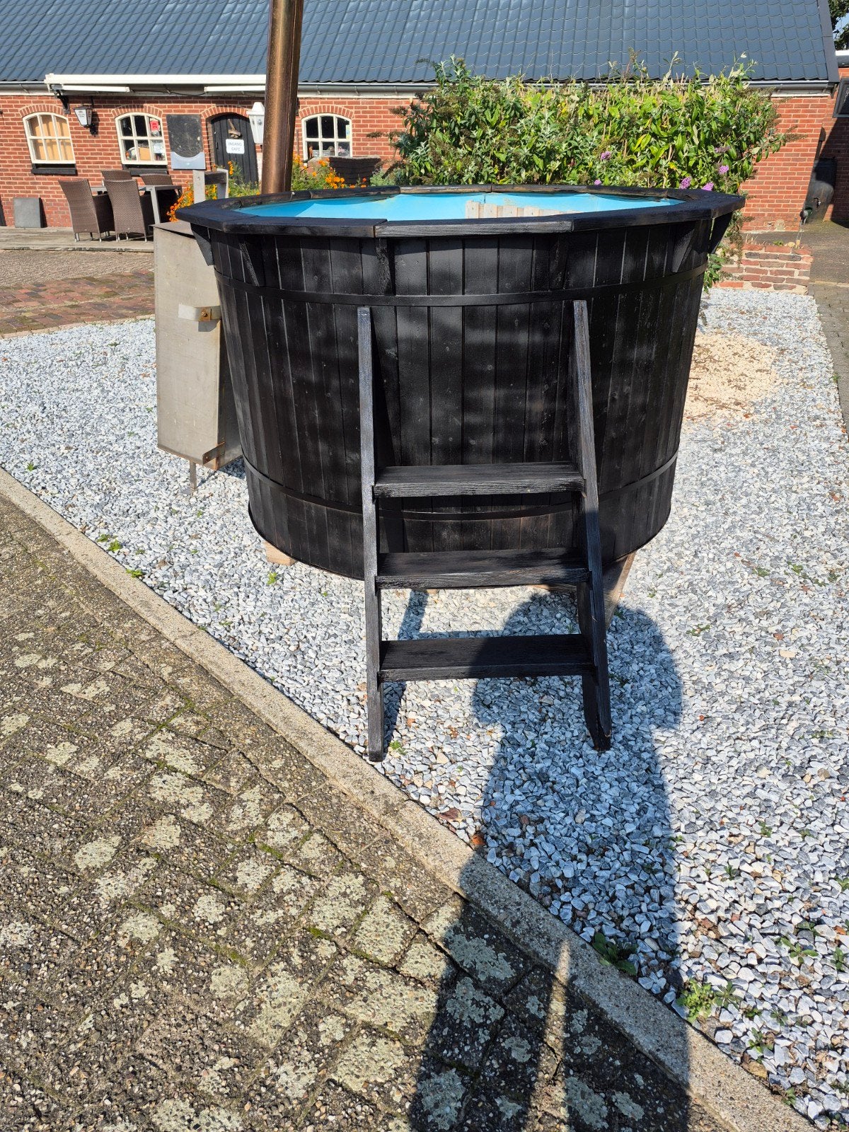 Houtgestookte Hottub met Interne Kachel - 170 cm, Tuin en Terras, Ophalen, Gebruikt, Vast