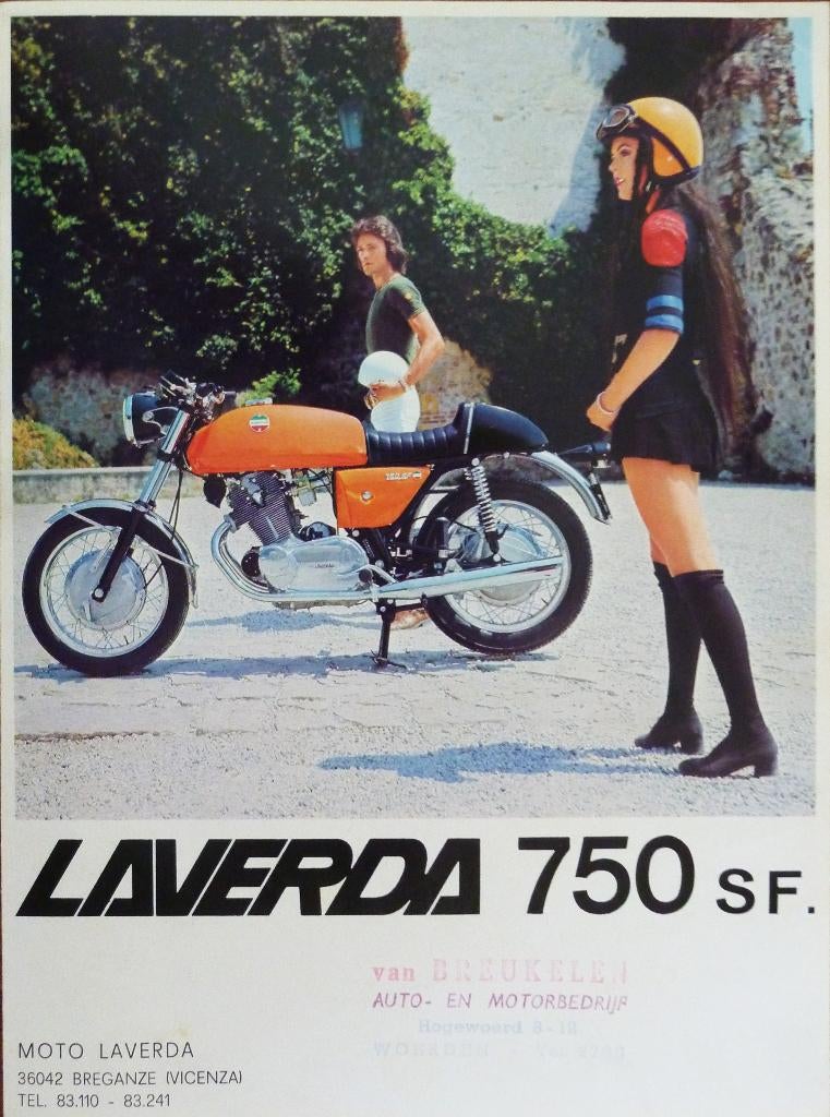 Folder LAVERDA 750 S.F./ 750 G.T. 1972, Motoren, Handleidingen en Instructieboekjes, Ophalen of Verzenden, Overige merken