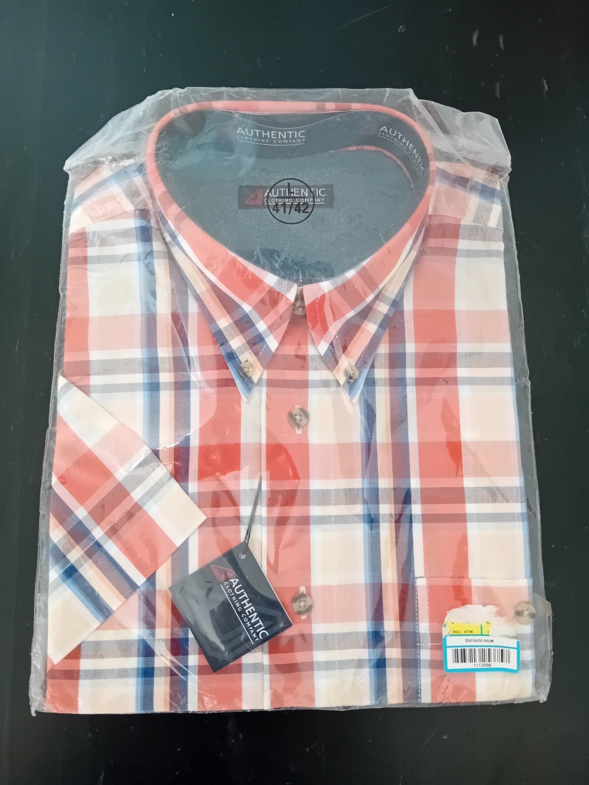 NIEUW herenoverhemd korte mouw maat L 41/42, Ophalen, Nieuw, Blauw, Overhemd
