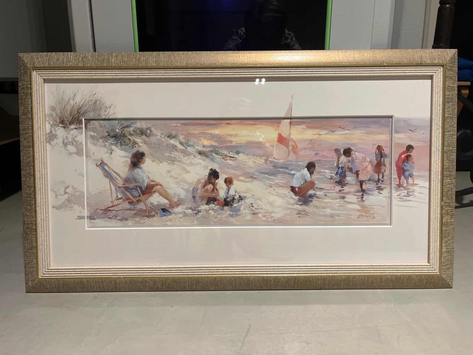 Willem Haenraets - Strandgezicht met figuren, Antiek en Kunst, Ophalen, Maritiem / water, Realistisch, Gesigneerd