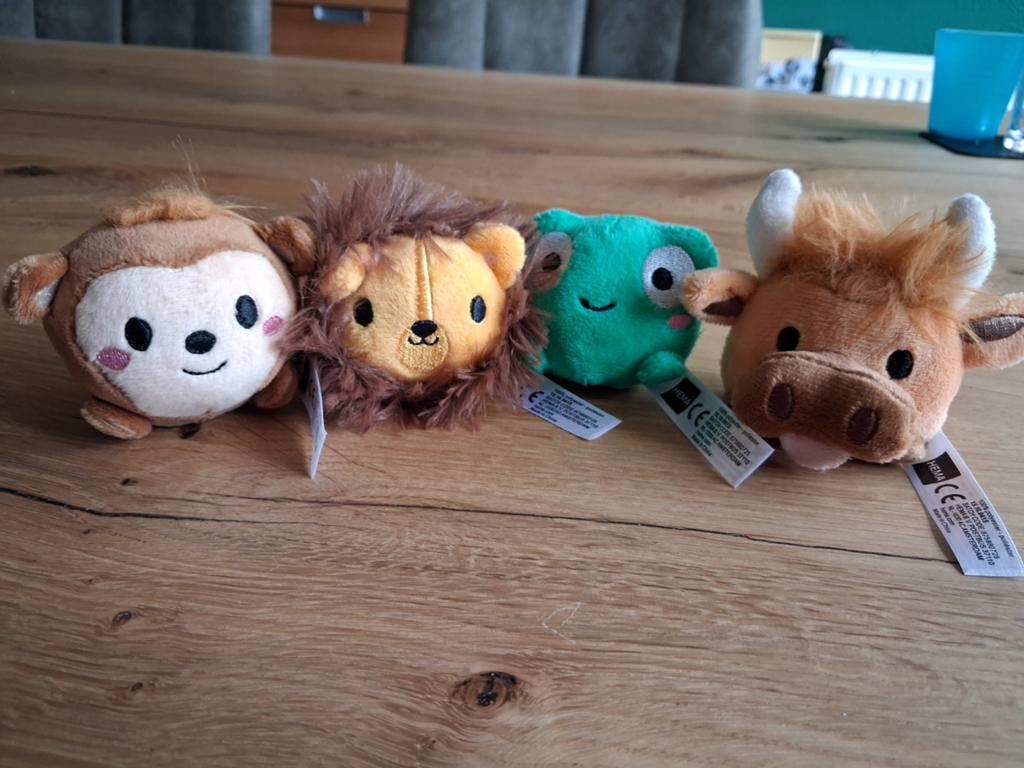 Nieuwe Hema mini knuffels: aap, leeuw, kikker en stier, Kinderen en Baby's, Speelgoed | Knuffels en Pluche, Ophalen, Hema, Nieuw
