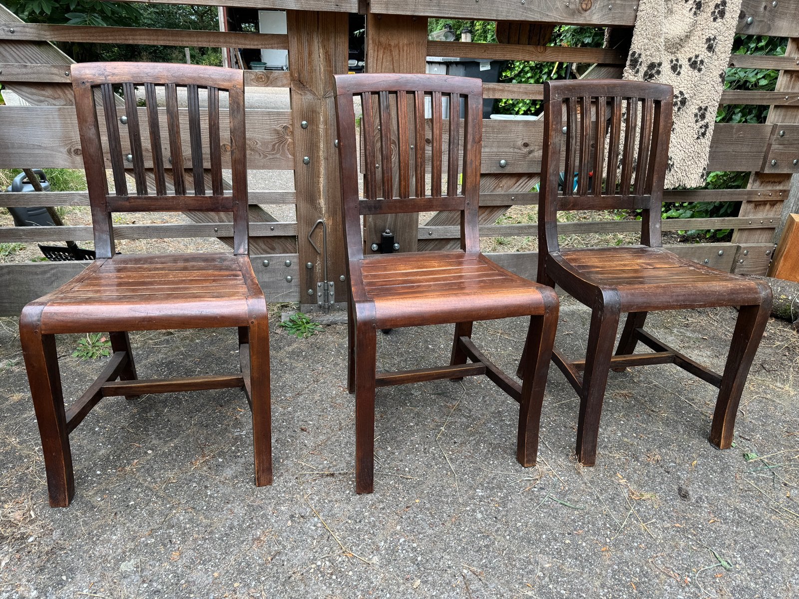 3 teakhouten stoelen, Huis en Inrichting, Stoelen, Ophalen, Gebruikt, Koloniaal, Hout
