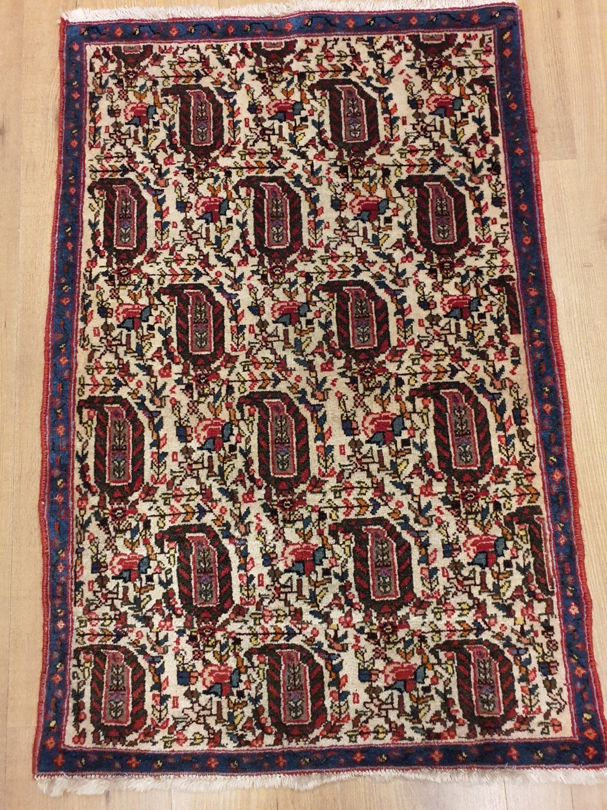 Vintage handgeknoopt perzisch tapijt malayer 104x66, Info@SlatsAntiek.nl, Tweedehands, 100 tot 150 cm, Perzisch