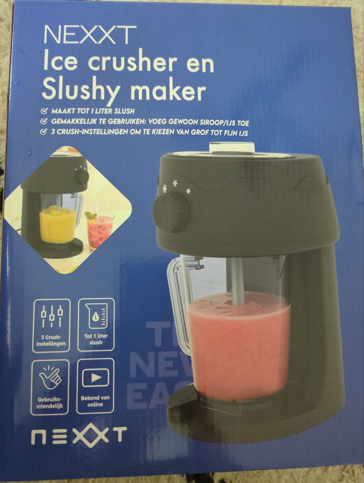 NEXXT Ice Crusher en Slushy Maker - 1 Liter Inhoud, 1 tot 2 liter, Ophalen, Nieuw, 3 snelheden of meer