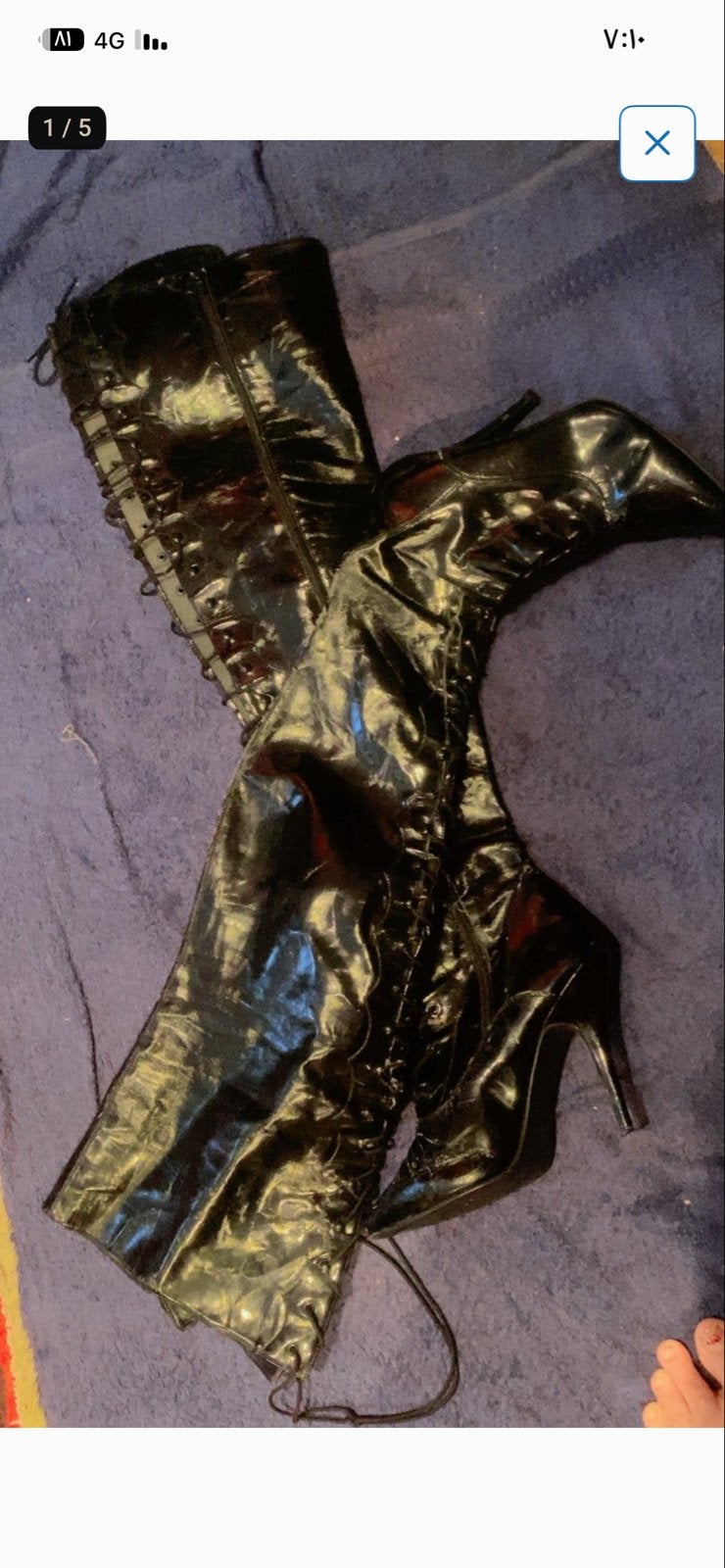 Zwarte lakleren overknee laarzen met veters, Ophalen of Verzenden, Zo goed als nieuw, Zwart, Hoge laarzen