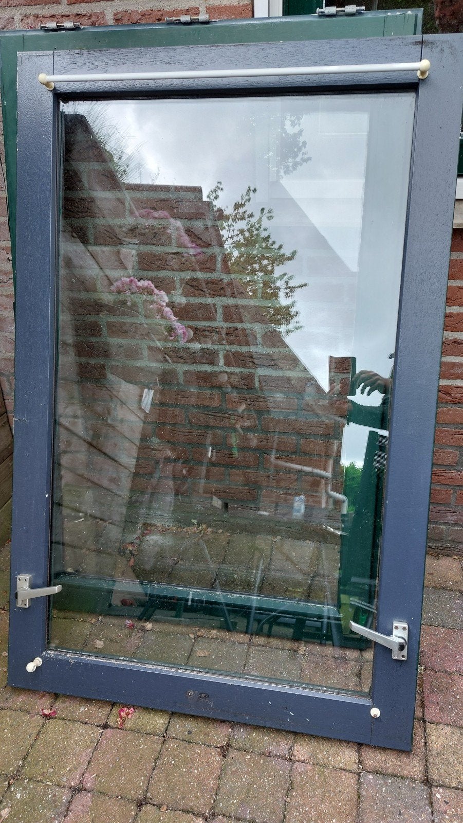 2 x Uitzet raam 92,5 x 142,5 cm - Groen, Ophalen, Gevelraam of Ruit, Gebruikt, 80 tot 120 cm