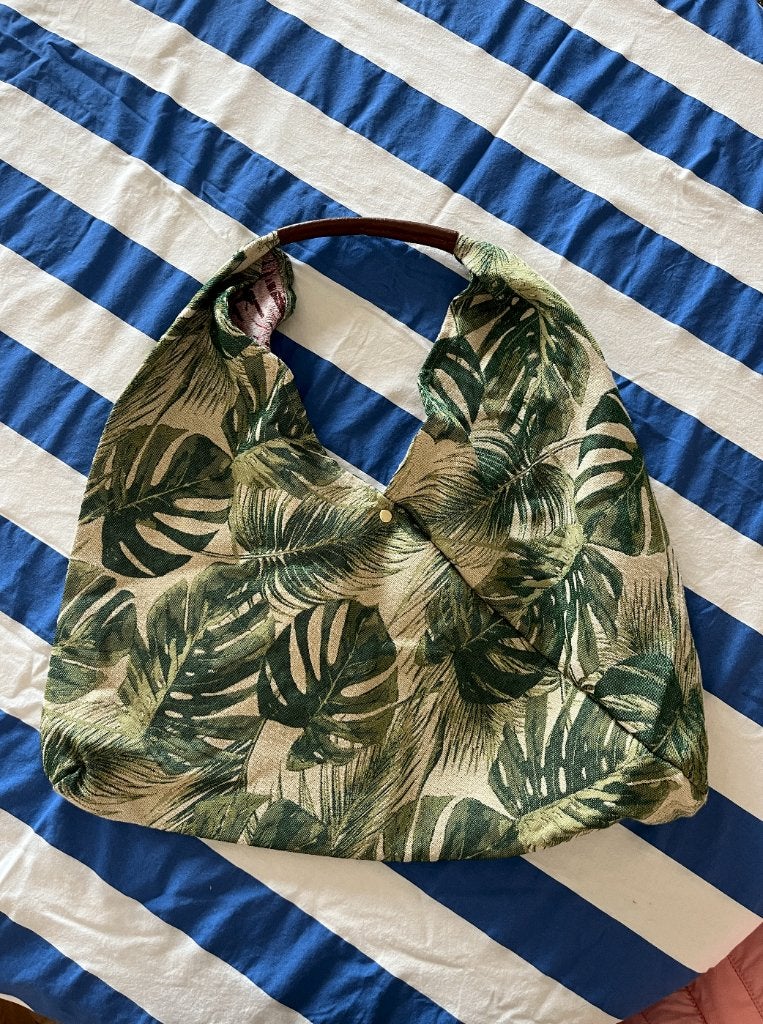 Vintage-inspired tropical print handbag, Ophalen of Verzenden, Nieuw, Groen, Handtas