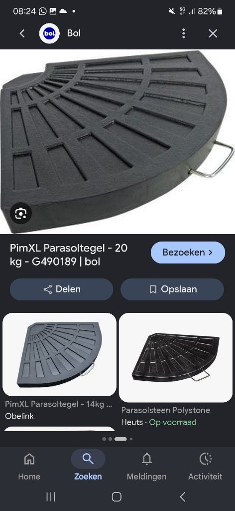 Terras parasol tegels, Tuin en Terras, Parasols, Ophalen, Gebruikt, Minder dan 1 meter, Parasolvoet