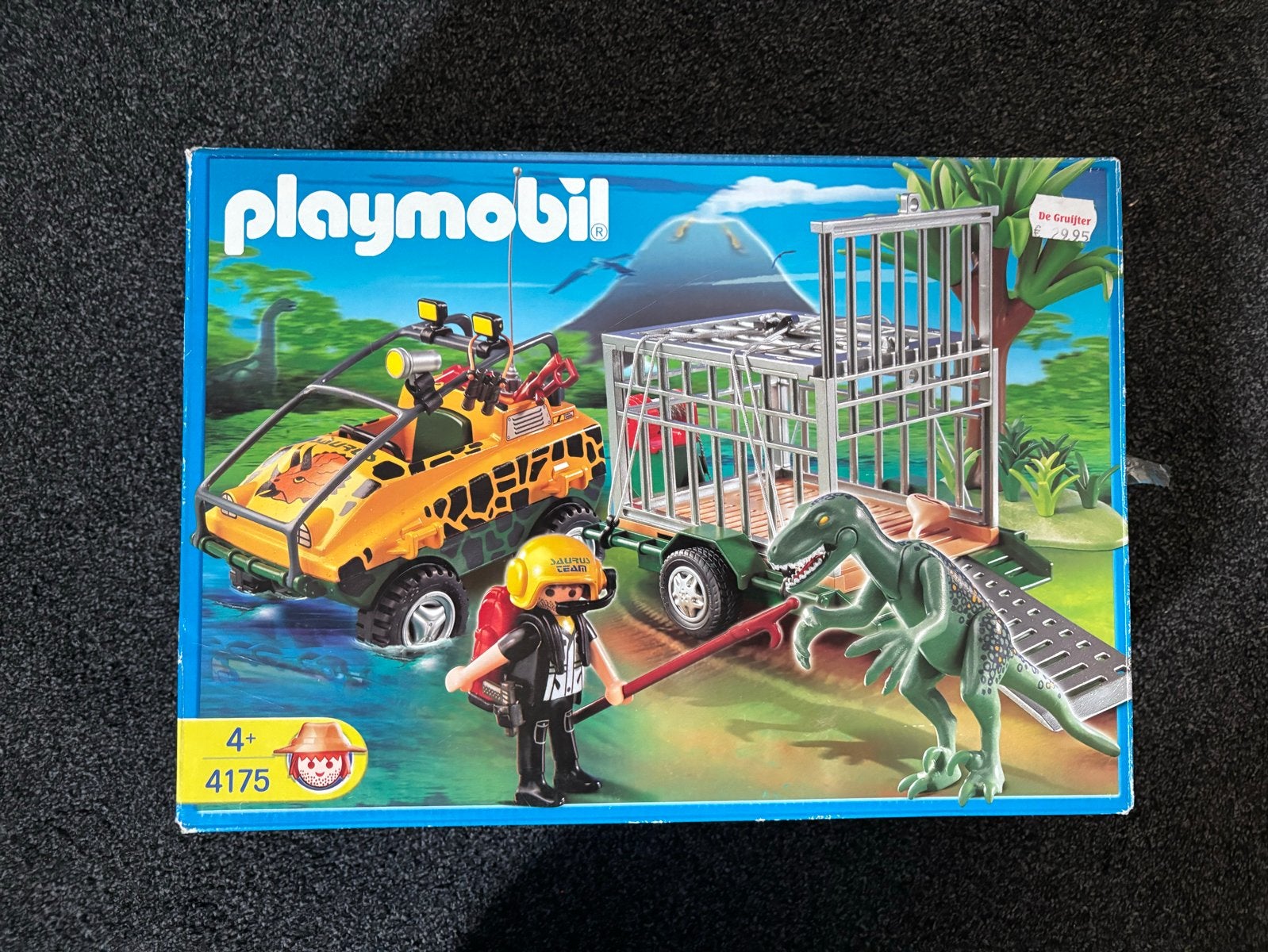 Playmobil 4175 Dinosaurus met kooi en terreinwagen, Ophalen of Verzenden, Zo goed als nieuw, Jongen of Meisje