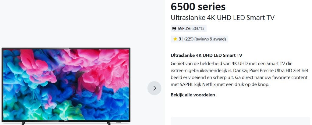 Philips 4K UHD LED Smart TV 6500 series, Ophalen, Philips, 50 Hz, 100 cm of meer