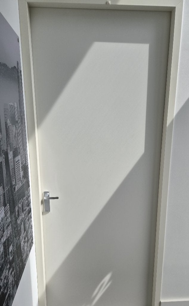 Witte houten binnendeur 231,5 x 93 cm opdek links, Ophalen, Gebruikt, 80 tot 100 cm, 215 cm of meer