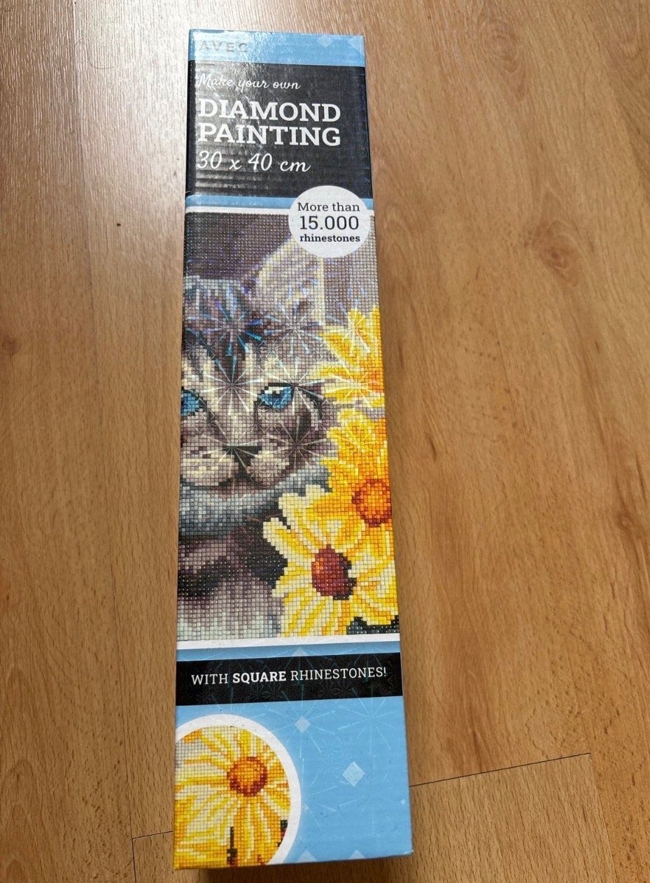 Diamond Painting Kat met Bloemen - 30x40 cm, Ophalen, Nieuw, Meerkleurig, Kunststof