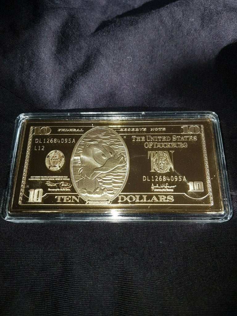 Dagobert Duck Gouden 10 Dollar Biljet Baar Walt Disney Verg, Verzamelen, Verzenden, Donald Duck, Zo goed als nieuw, Overige typen