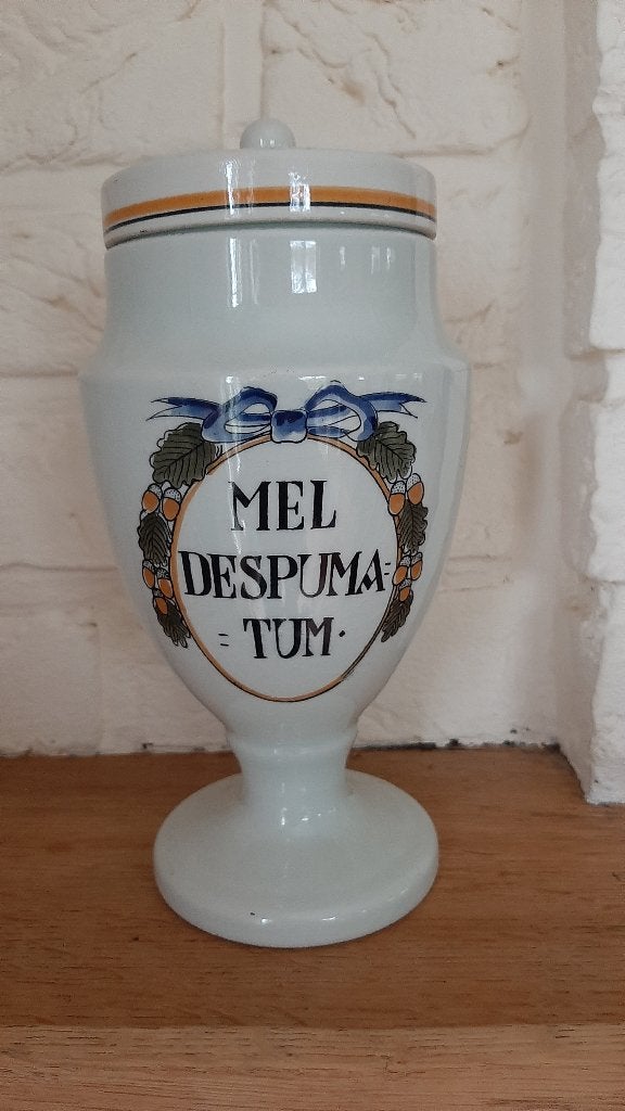 Apothekers pot met deksel , delfs bont, Antiek en Kunst, Ophalen of Verzenden