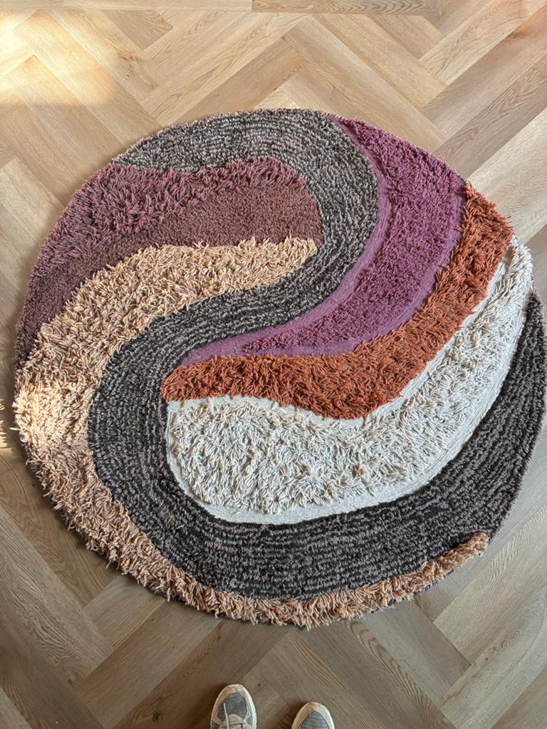 HKliving rond vloerkleed, 100 tot 150 cm, Bruin, Rond, 200 cm of meer