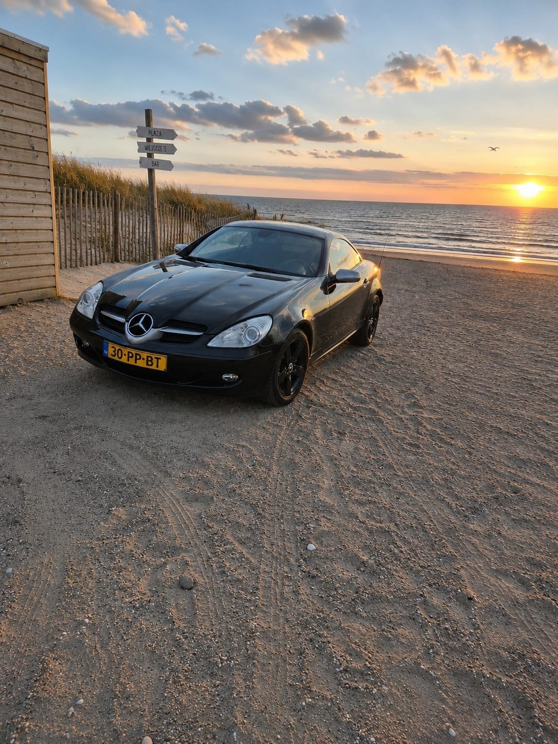 Mercedes-Benz SLK 1.8 Slk200 Kompr Roadster AUT 2004 Zwart, Auto's, Automaat, Achterwielaandrijving, Zwart, Cabriolet