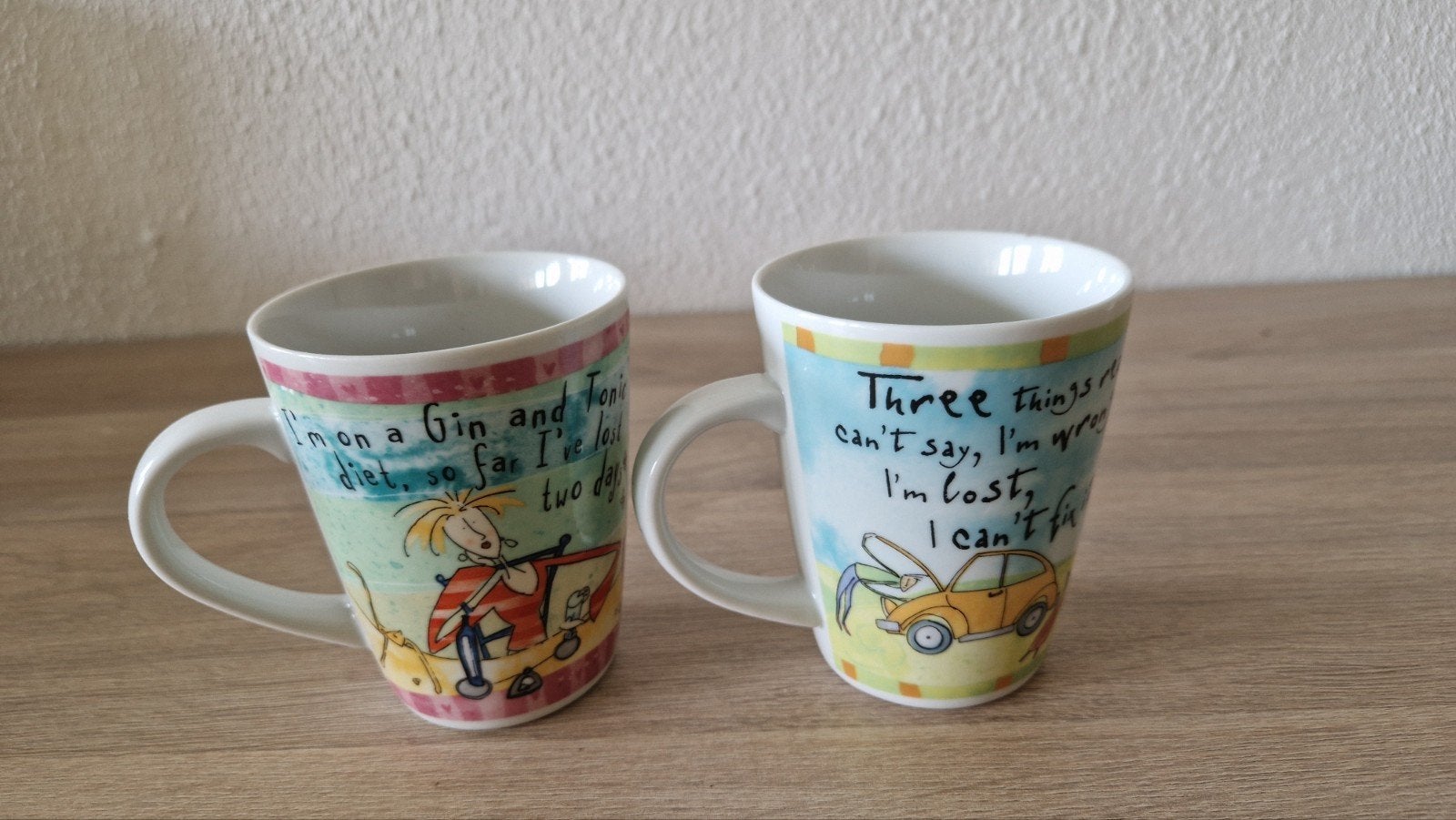 Leuke koffiekopjes met grappige teksten - Johnson Brothers, Overige merken, Ophalen of Verzenden, Zo goed als nieuw, Overige stijlen