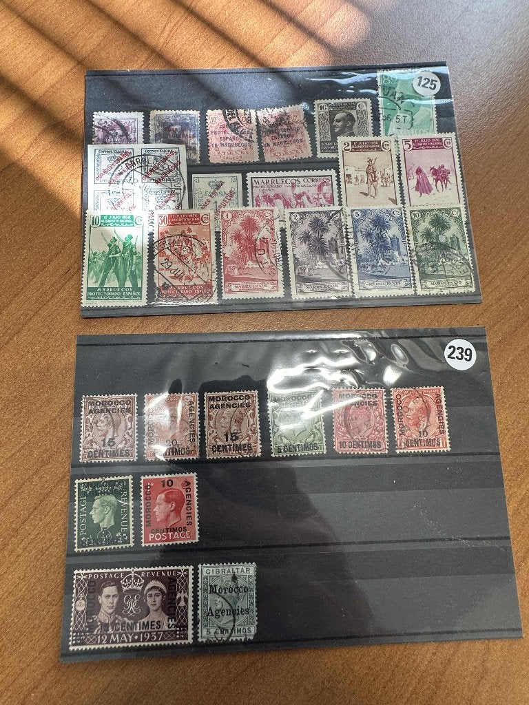 postzegels marokko engels en spaans kaart 239+125, Verzenden, Marokko, Gestempeld