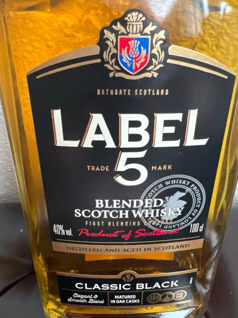 Label 5 Classic Black Blended Scotch Whisky 100cl, Verzamelen, Ophalen of Verzenden, Nieuw, Overige typen