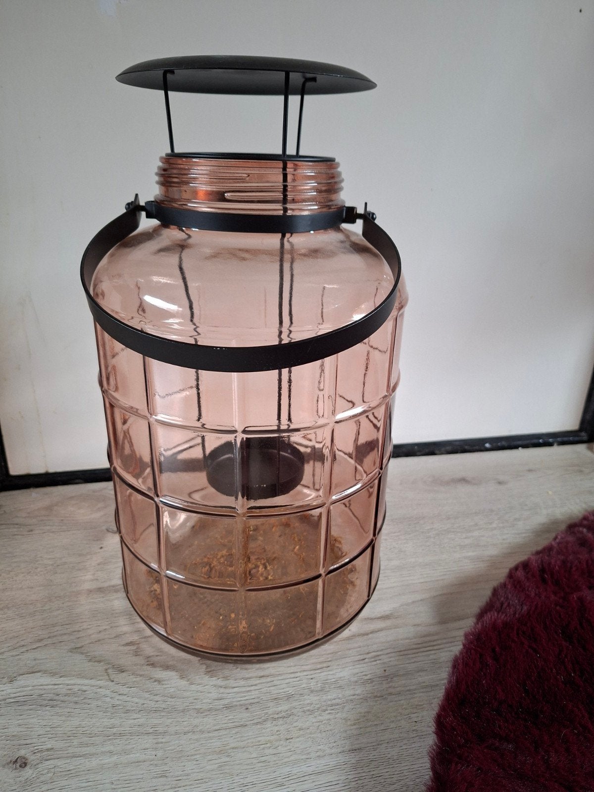 grote glazen kaarsen lantaarn 40cm, Ophalen of Verzenden, 40 cm, Bruin, Lantaarn