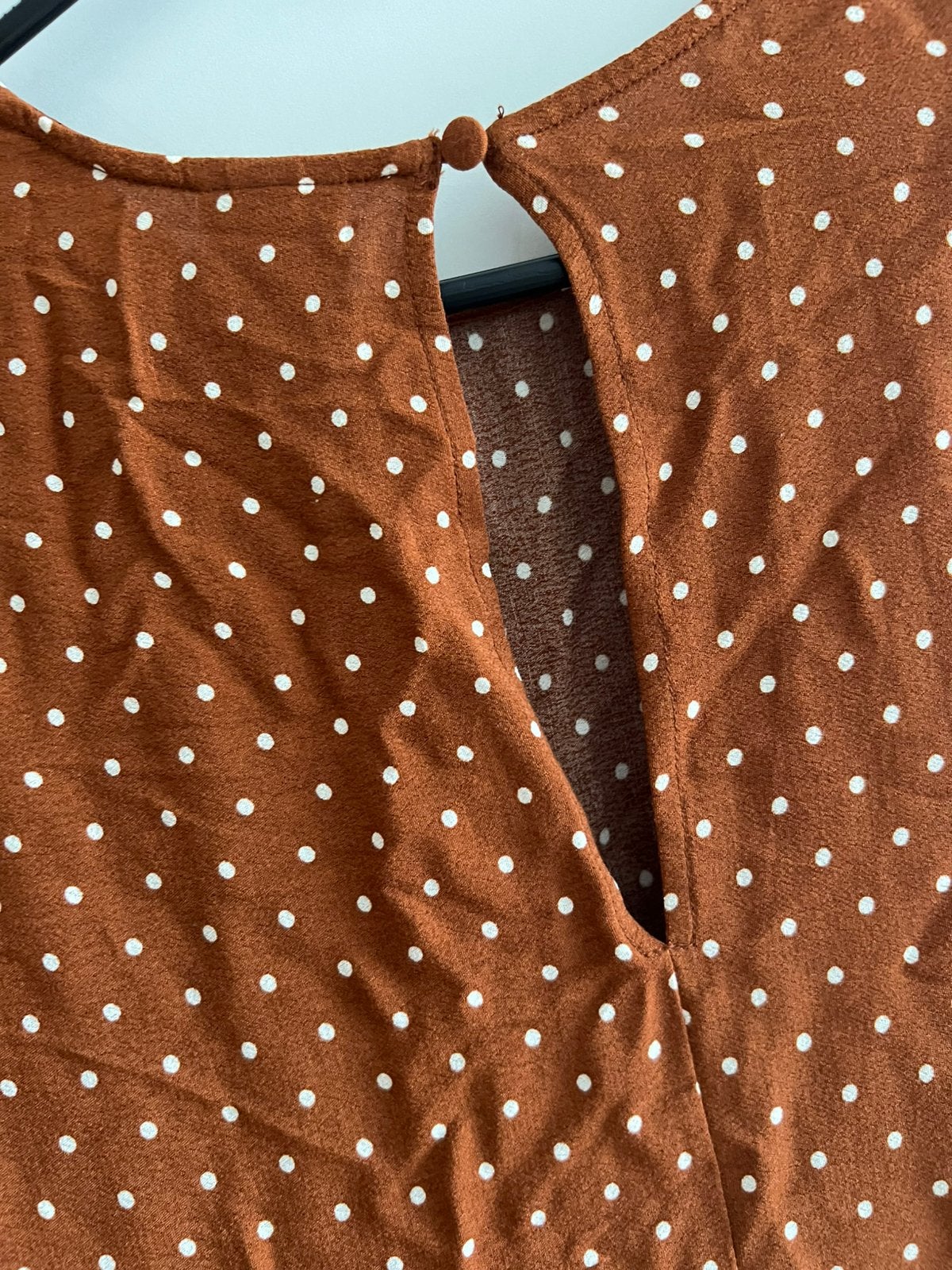 Maat 42 🍁 H&M jurk stippenjurk polka dots jurk herfst, Ophalen of Verzenden, Zo goed als nieuw, Maat 42/44 (L), Bruin