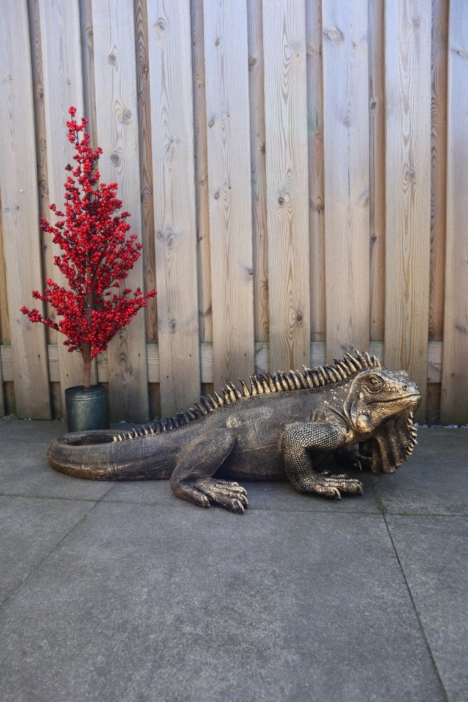 Leguaan beeld antiek goud 93 cm | Tuinbeeld & woondecoratie, Dierenbeeld, Kunststof, -, -