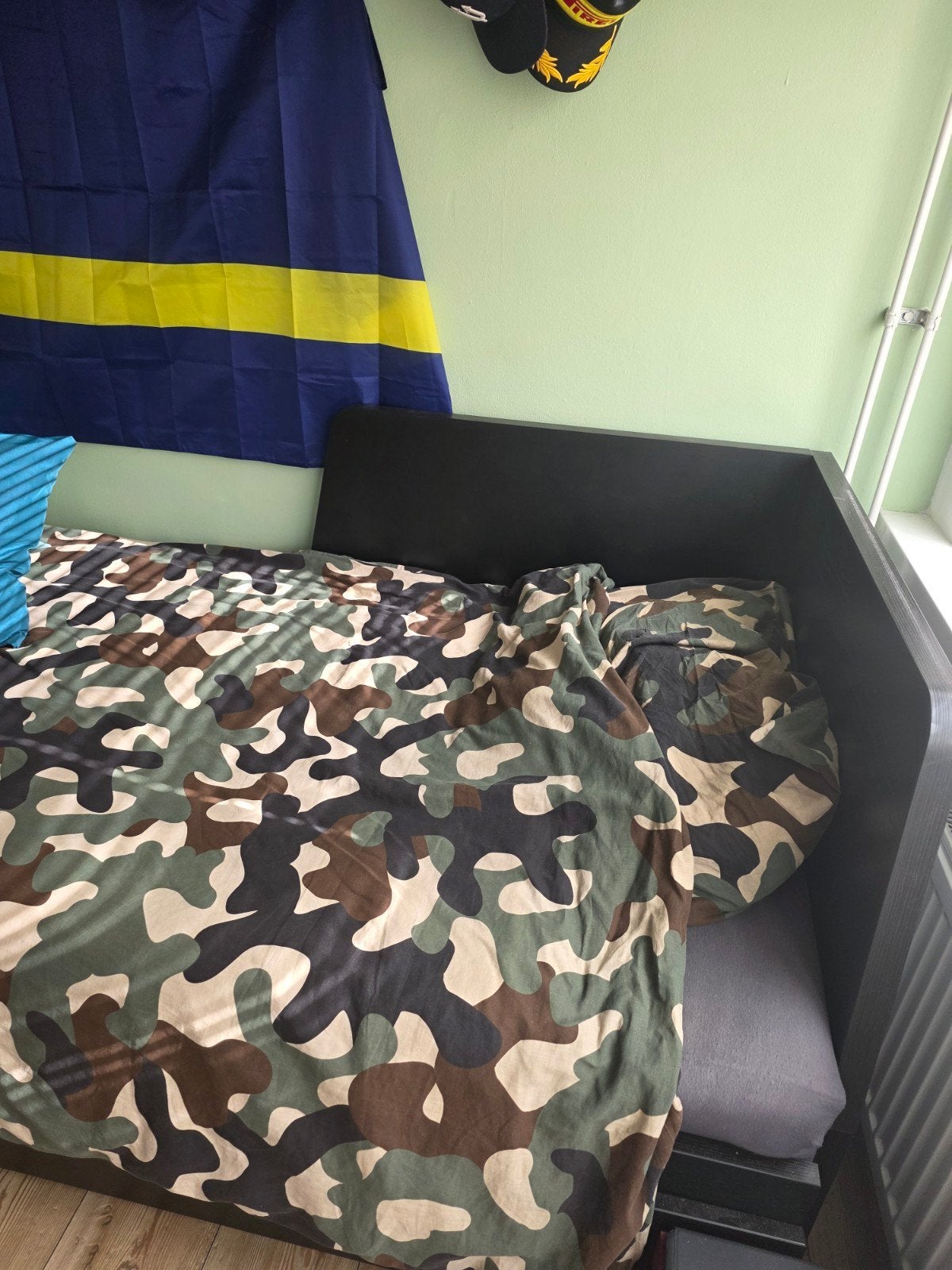 IKEA Flekke Bedbank met 2 lades, Ophalen, Tweepersoons, Zwart, Hout