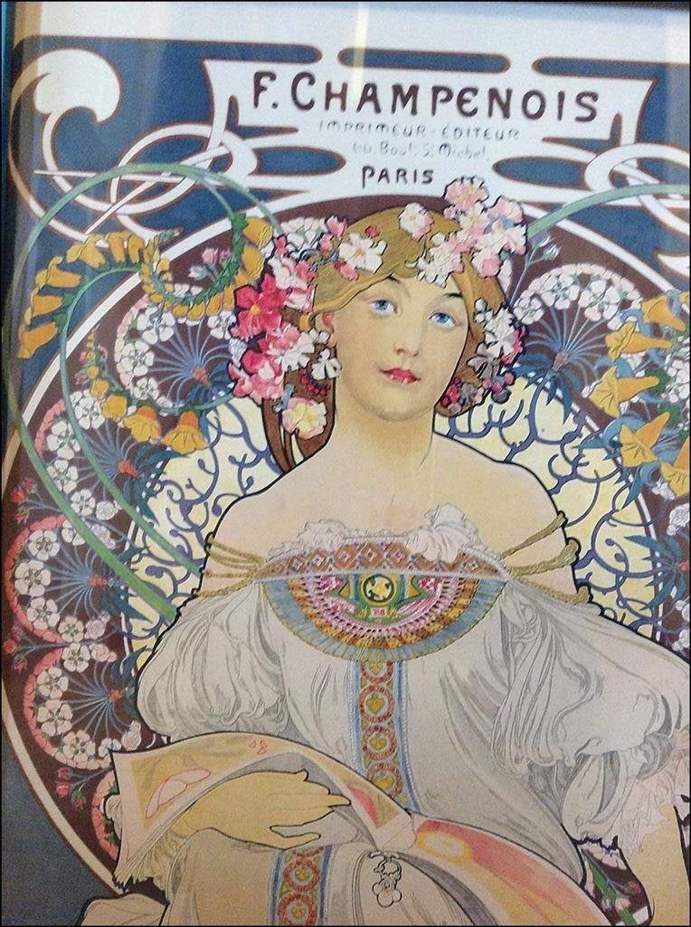 ALPHONSE MUCHA f. Champenois Poster Affiche in Frame, Antiek en Kunst, Verzenden