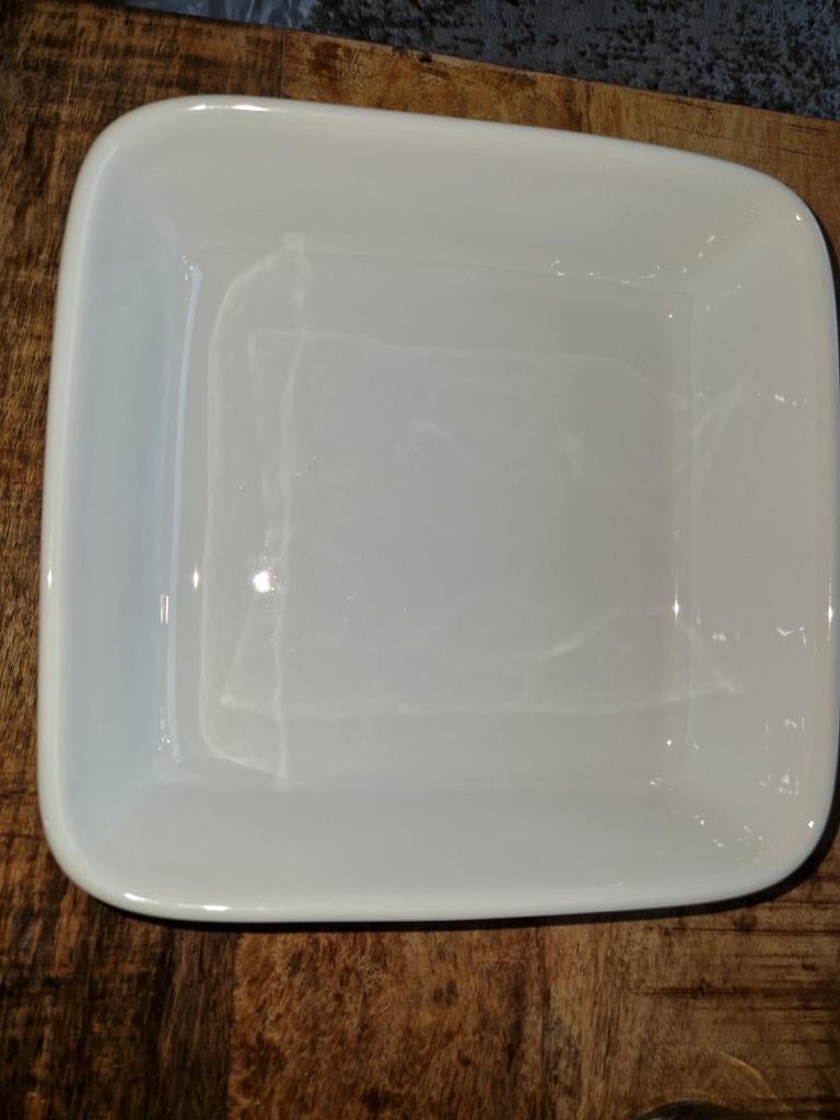 Witte Ovenschaal Rechthoekig, Gebruikt, Porselein of Keramiek, Schaal, Ophalen of Verzenden