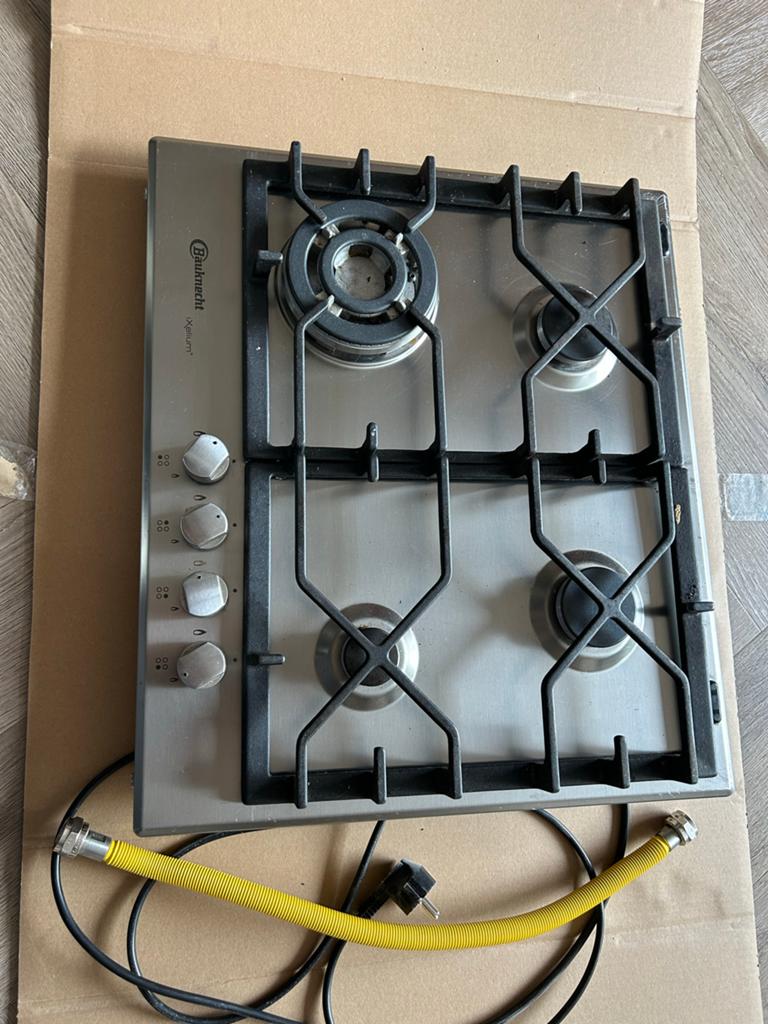 Bauknecht Xelium Gasfornuis - 4 Pitten, Ophalen, Gebruikt, 4 kookzones, Inbouw
