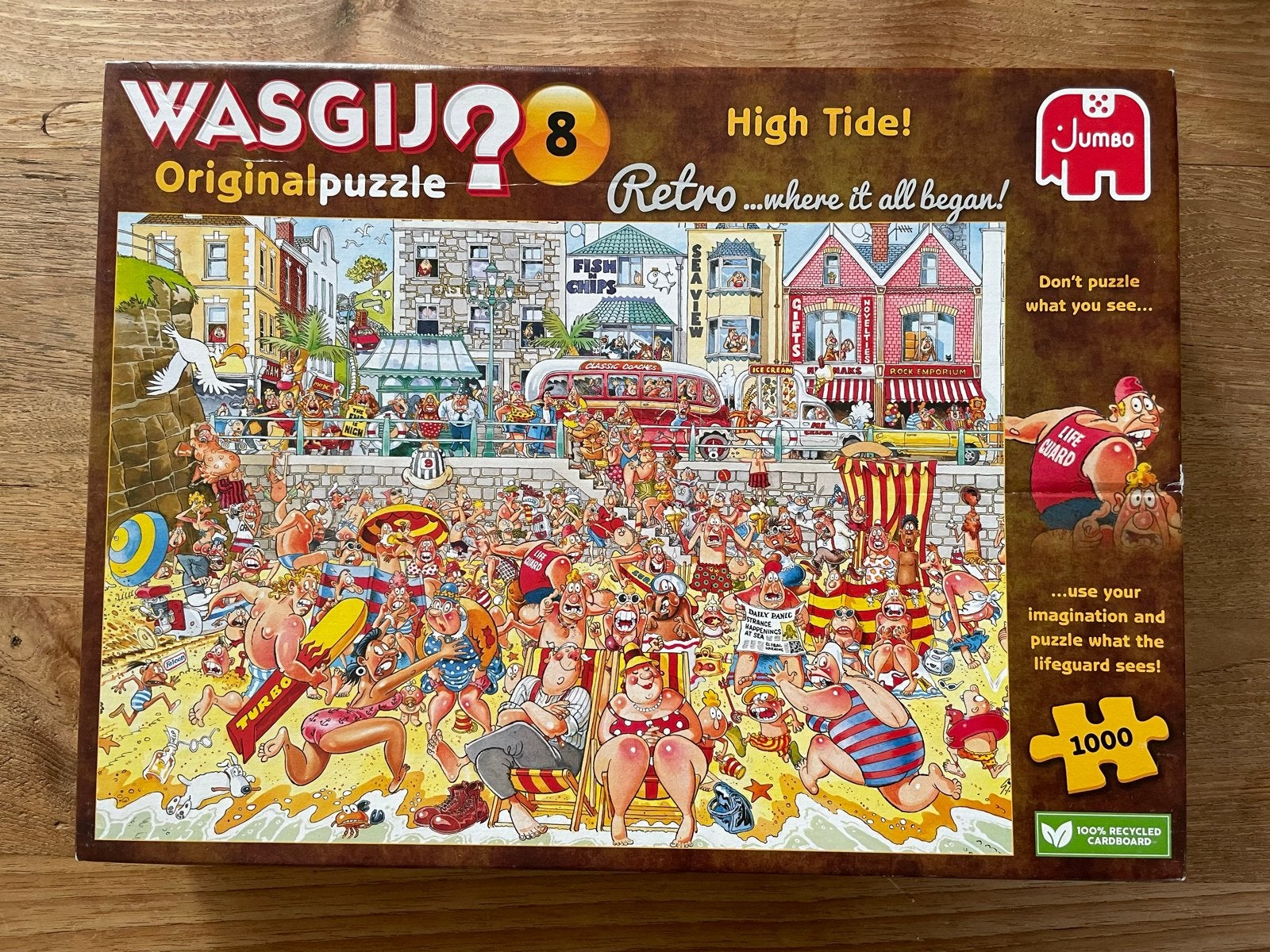 Wasgij Original 8 High Tide! Retro 1000 stukjes, Ophalen of Verzenden, 500 t/m 1500 stukjes, Zo goed als nieuw, Legpuzzel
