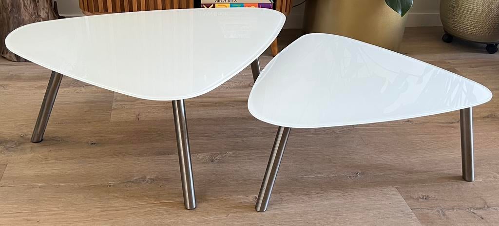 2 salontafeltjes glas, Ophalen, 50 tot 100 cm, 50 tot 75 cm, Glas