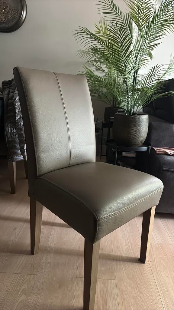 4 echte leren stoelen, Ophalen, Zo goed als nieuw, Bruin, Leer