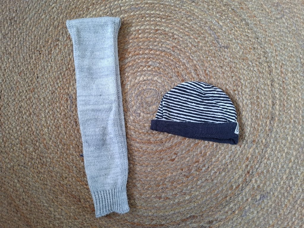 Grijze sjaal en muts in nette staat, Maat 62, Jongetje of Meisje, Ophalen of Verzenden, Zo goed als nieuw