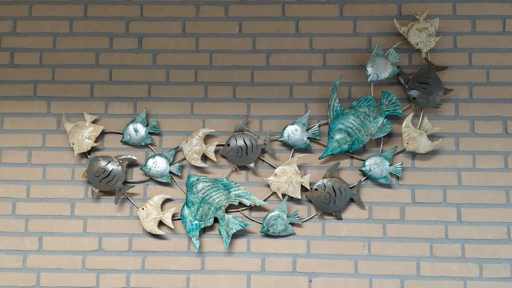 Vissen decoratie wanddecoratie metaal, Ophalen, Zo goed als nieuw